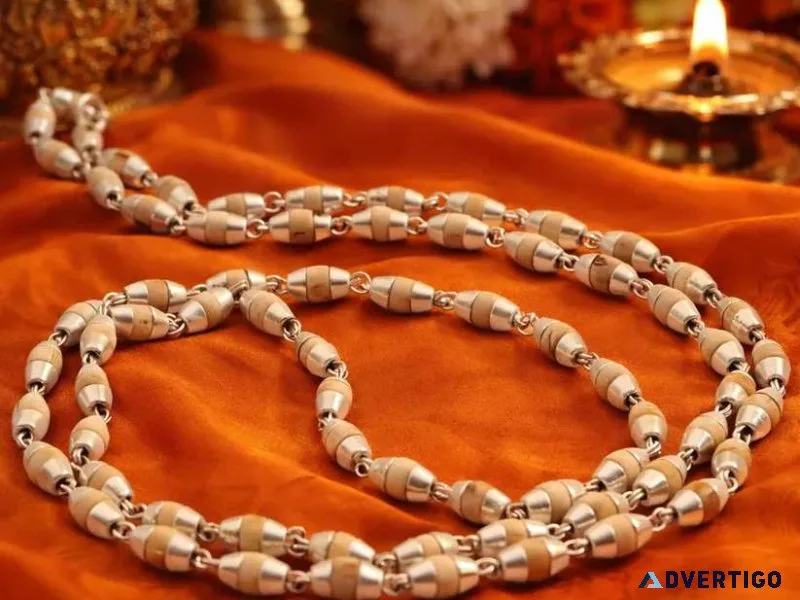 Pure tulsi mala with silver cap for spiritual protection