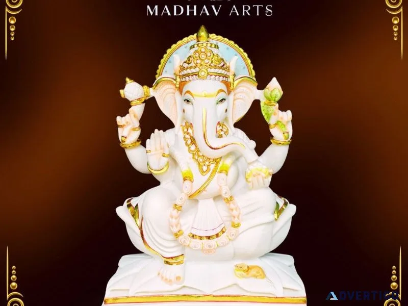 Ganesh marble murti for home crafted by skilled artisans