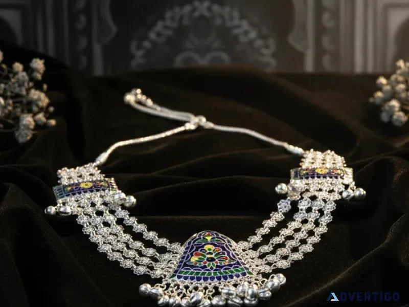 Aipan phool necklace traditional silver floral necklace kanc