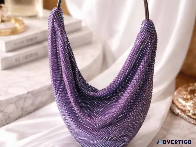 Stardust by gulbhahar is a crystal drape evening beaded bag