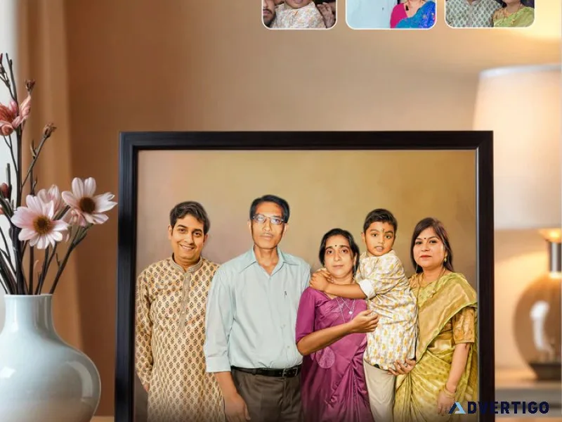 Custom family portrait painting from multiple photos