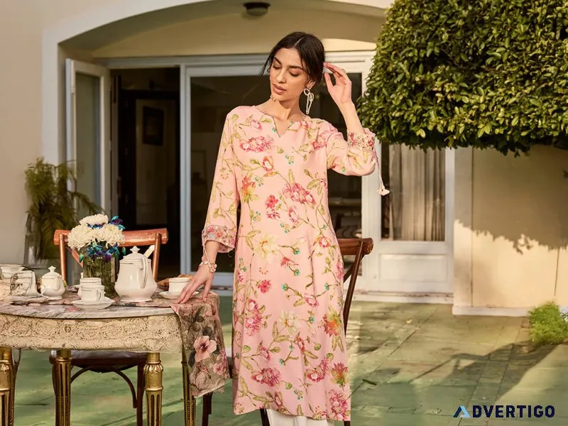 Light Pink Printed Rayon Kurta for Women By Lakshita Fashion