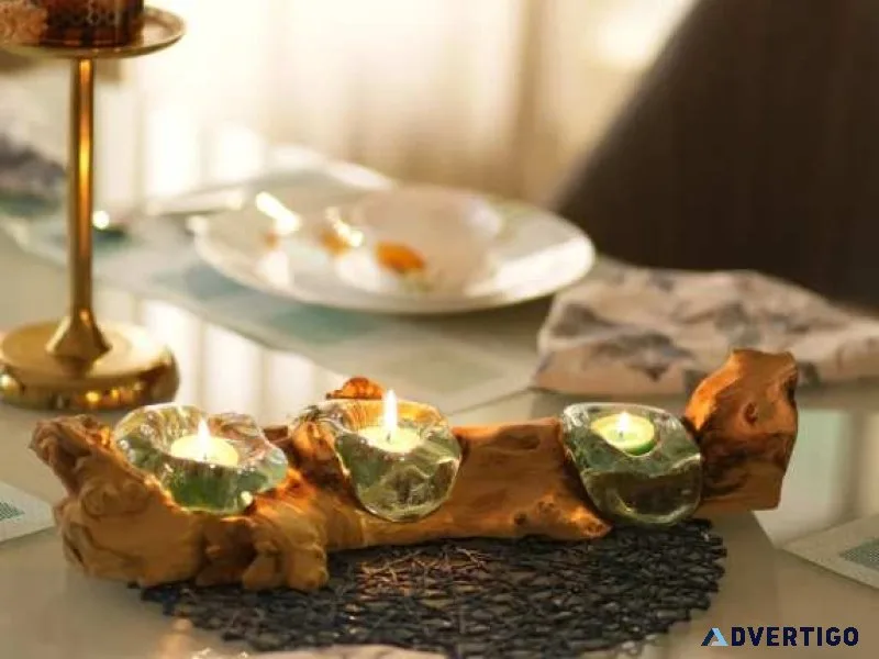 Woodfire glass table decor set of 3 for a bold modern look