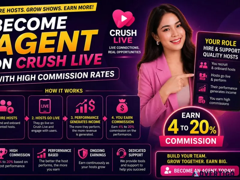 Become agent on crush live with high commission rates 4 to 20