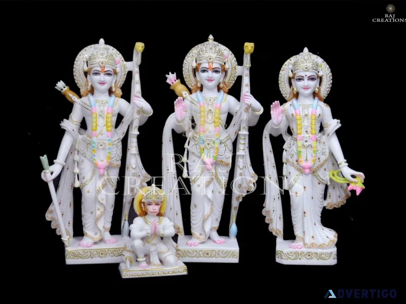 Graceful marble ram darbar idols for sacred home mandir spaces