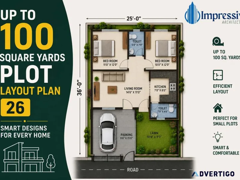 Modern small plot layout plan with efficient space planning