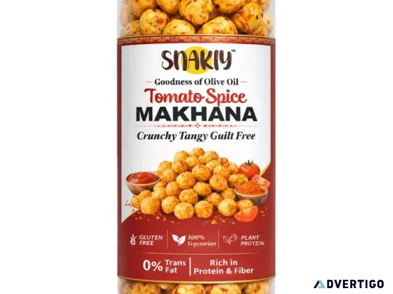 Snakiy tomato spice makhana healthy crunchy snack