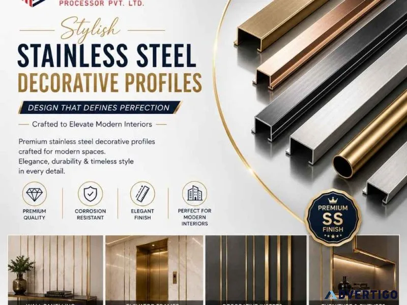 Stylish stainless steel decorative profiles for modern spaces