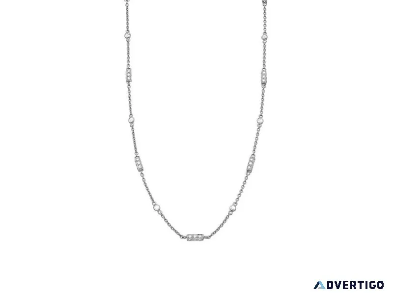 Buy 18 karat white gold chain for spring season elegant diamon