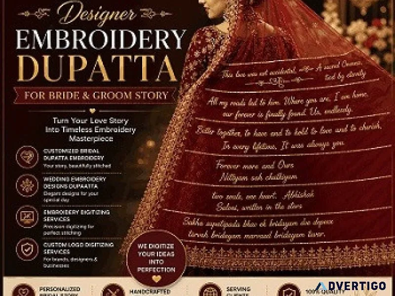 Bridal story embroidery dupatta designs by newleafskills