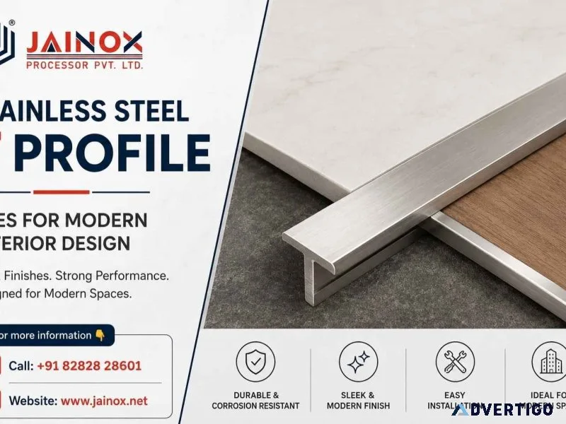 Stainless steel t profile uses for modern interior design jain