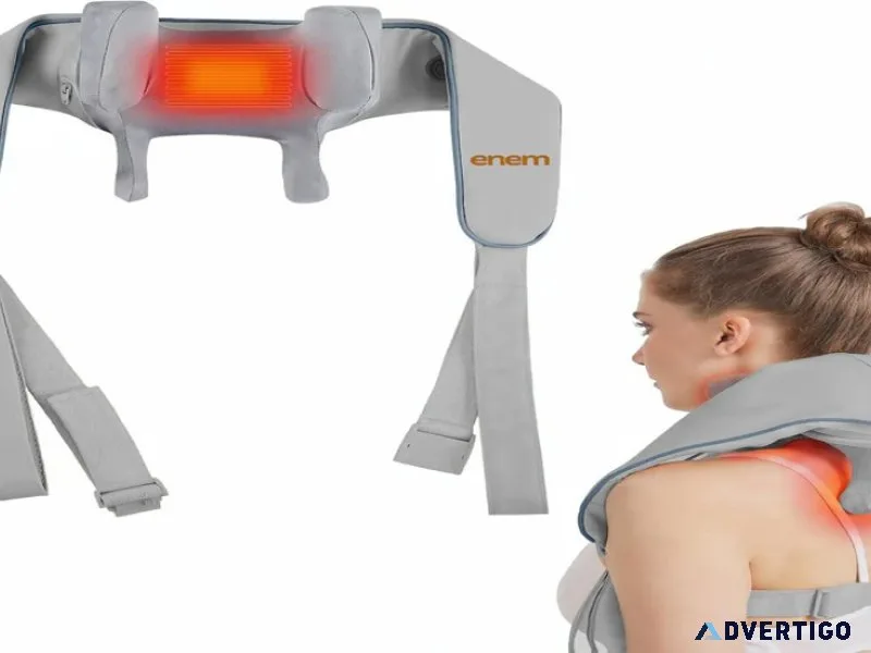 Enem cordless neck shoulder massager deep tissue heat massag