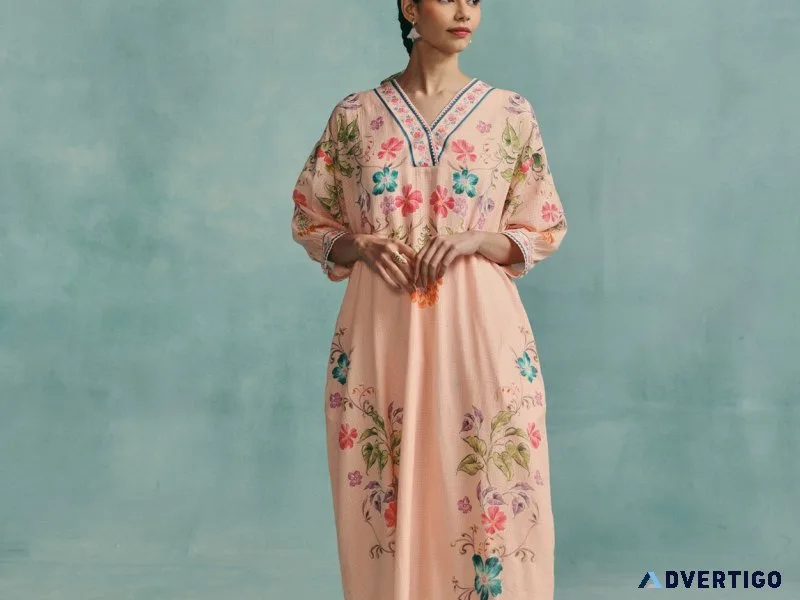 Get cotton kaftan dresses for women online label mogra