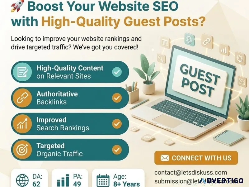 Guest post backlinks da 62 dofollow links seo link building