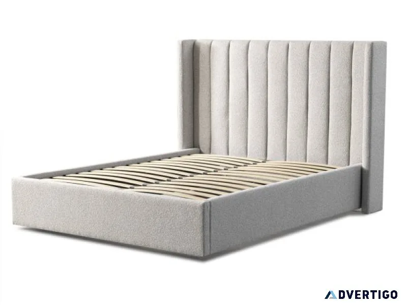 Queen bed frame wide base in clay grey