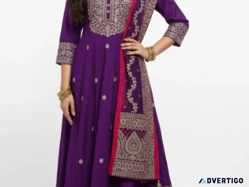Royal purple anarkali dress set heavy look suit rs 2499