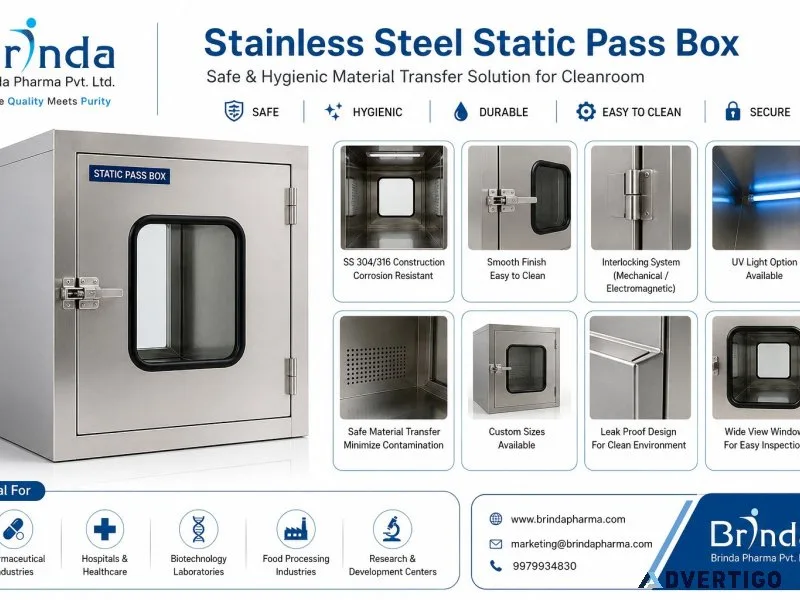 Buy steel static pass box for cleanrooms at best price