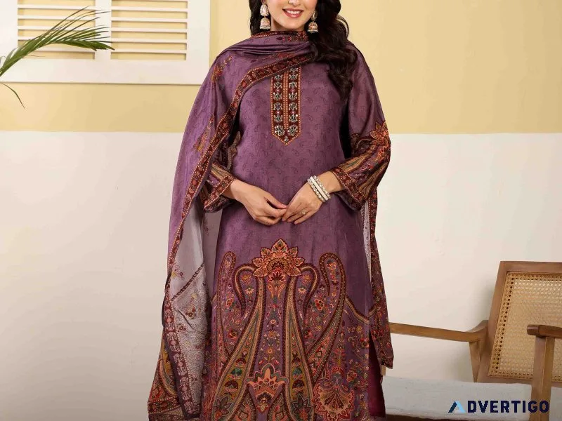 Kiaasa ethnic wear purple embroidered suit