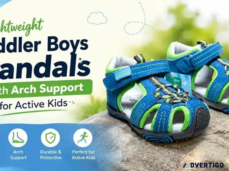 Lightweight toddler boys sandals with arch support for active ki