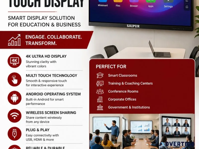 75 inch interactive touch display advanced smart display solut