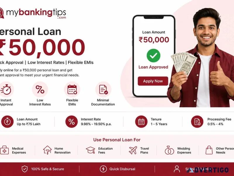 Apply online for a 50000 personal loan with low emis