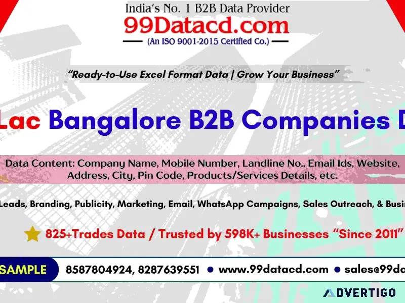 Reach 1 lakh bangalore companies with verified contact data