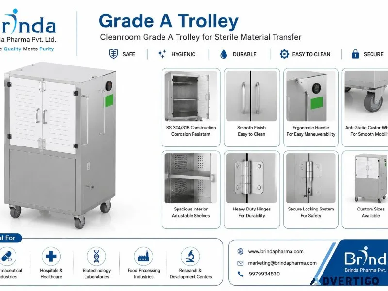 Clean room equipment grade a trolley manufacturer