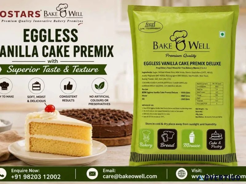 Eggless vanilla cake premix with superior taste and texture in i