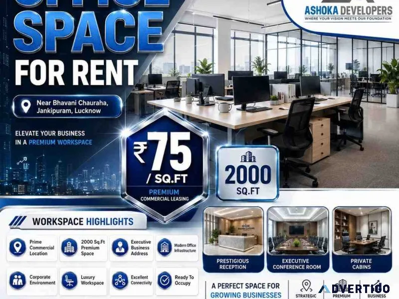 Office space in lucknow near bhavani chauraha 2000 sq ft comme