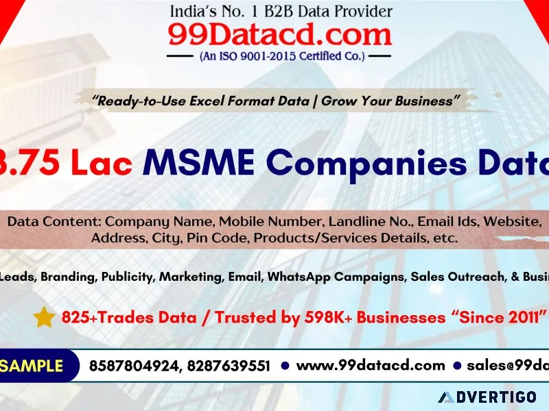 3 lac msme companies database in india get free sample now