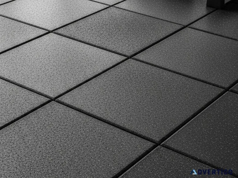 Rubber floor tiles