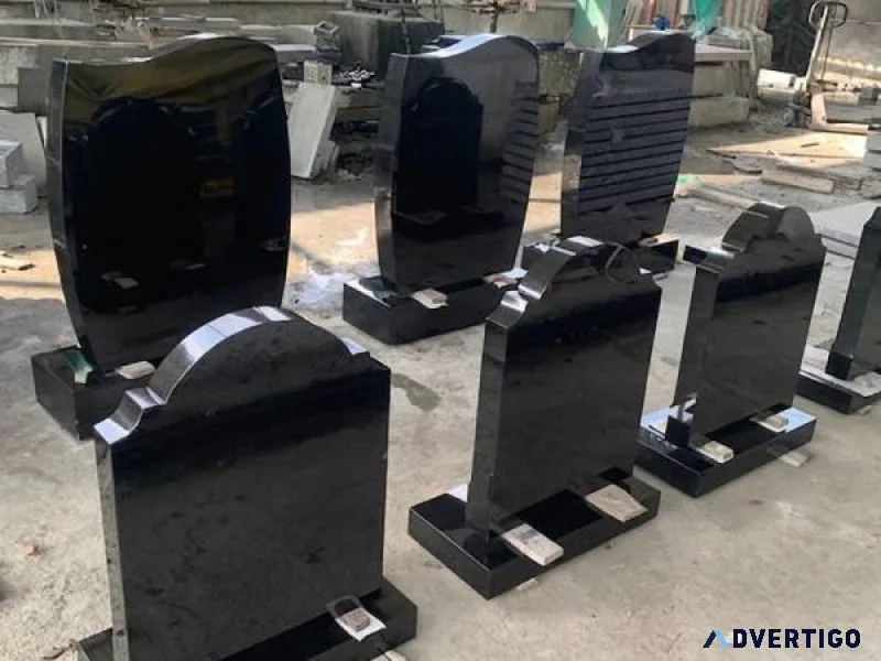 Polish black granite headstones supplier