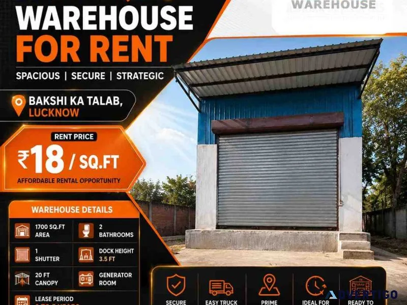 Small size warehouse for rent 1700 sqft warehouse on sitapur