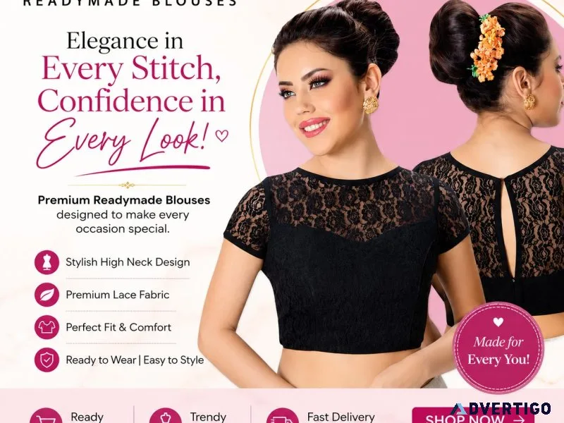 Buy high neck blouse readymade online stylish readymade high n
