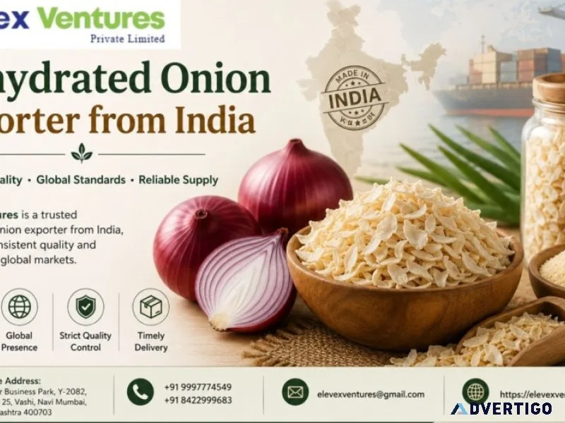 Dehydrated onion exporter from india elevex ventures private l