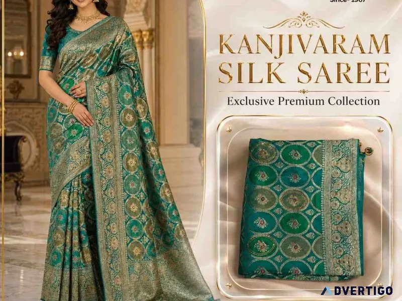 Premium kanjivaram silk saree latest women clothes collection