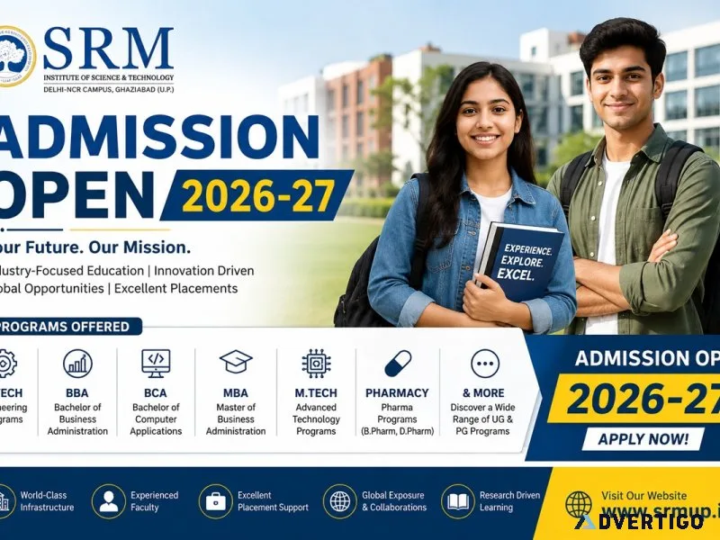 Admission open 2026 27 at srm institute up apply now