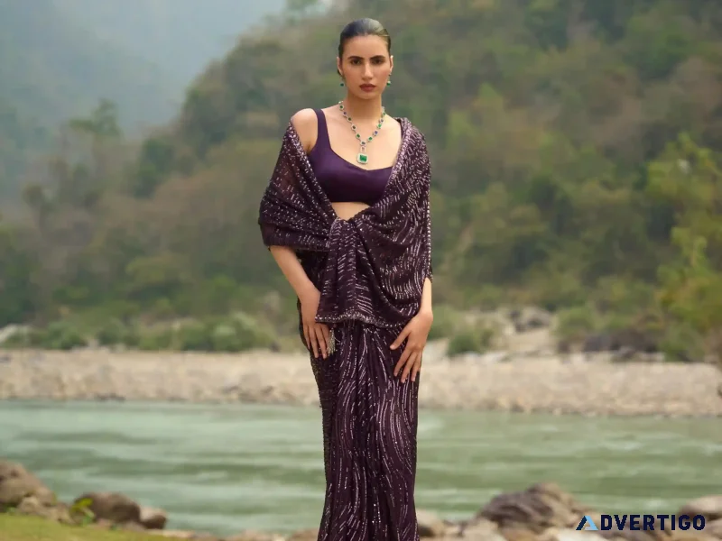 Amethyst glow saree set