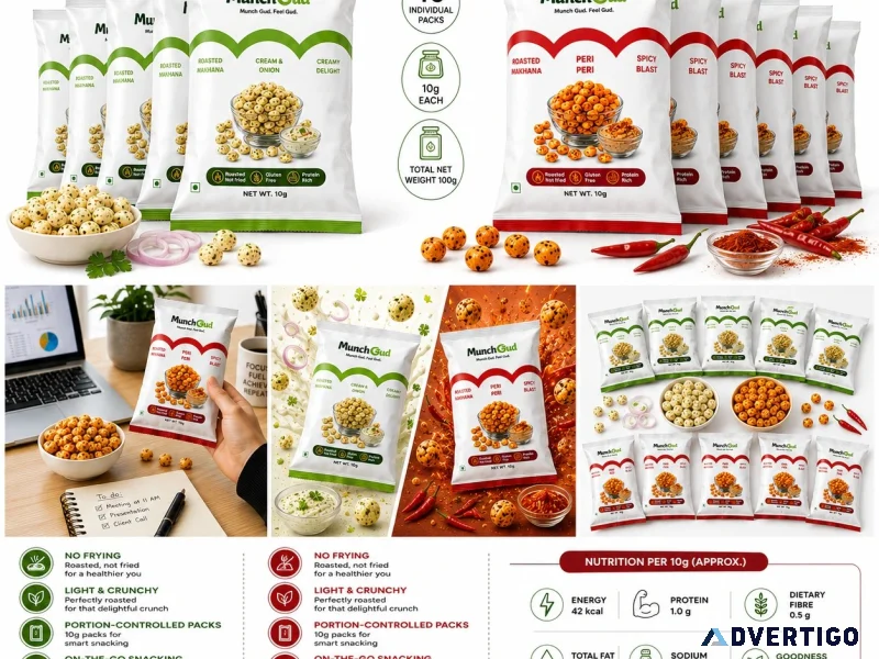 Buy roasted peri peri makhana 10g each pack of 10 munchgud