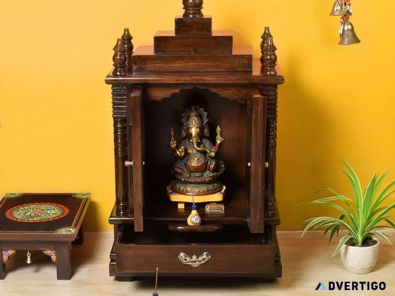 Wooden pooja mandir online for modern traditional homes