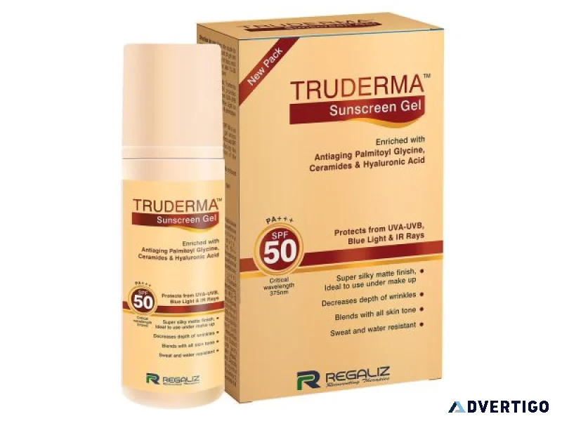 Truderma sunscreen gel spf 50 for broadspectrum sun protection