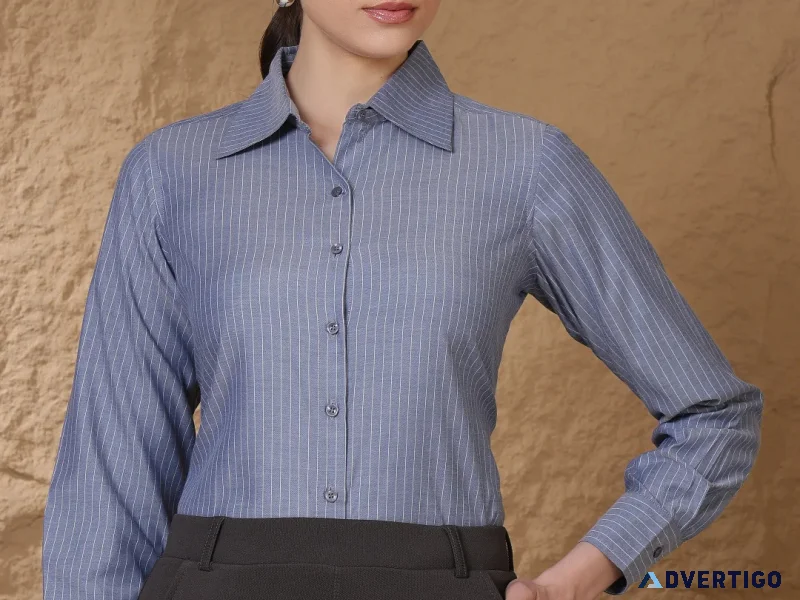 Buy women classic striped formal shirt online 