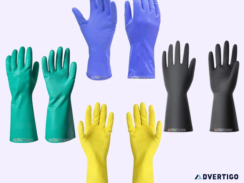 Reusable rubber hand gloves durable safety gloves