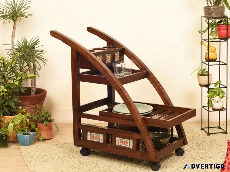Wooden bar trolley online in india elegant home entertaining f