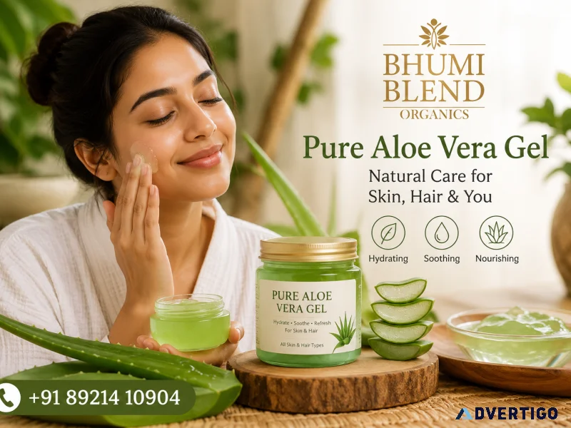 Pure aloe vera gel natural hydration for healthy skin hair