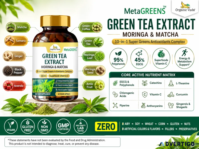 Green tea extract moringa matcha capsules