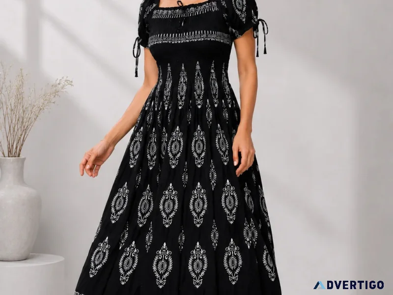 Womens black boho maxi dress