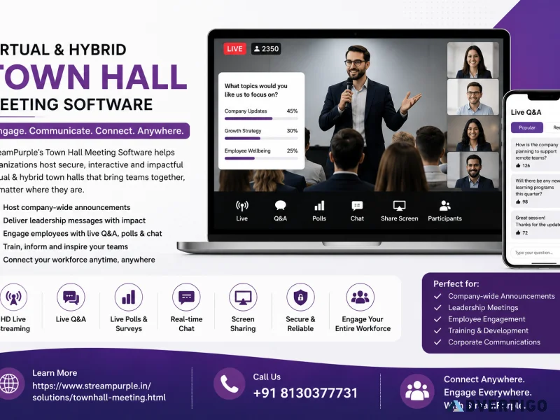 Virtual hybrid town hall meeting software streampurple