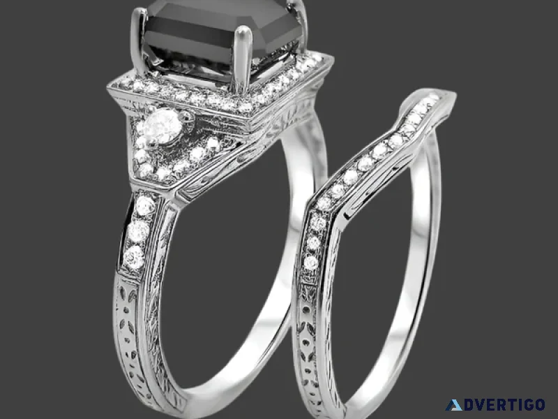 Emerald cut black diamond engagement rings online usa