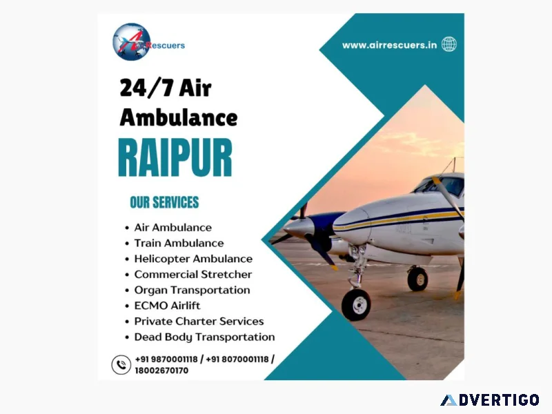 Premium emergency air ambulance in raipur